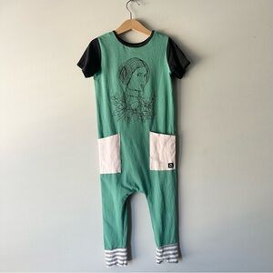 Rags to Raches Green and Black Kids Romper